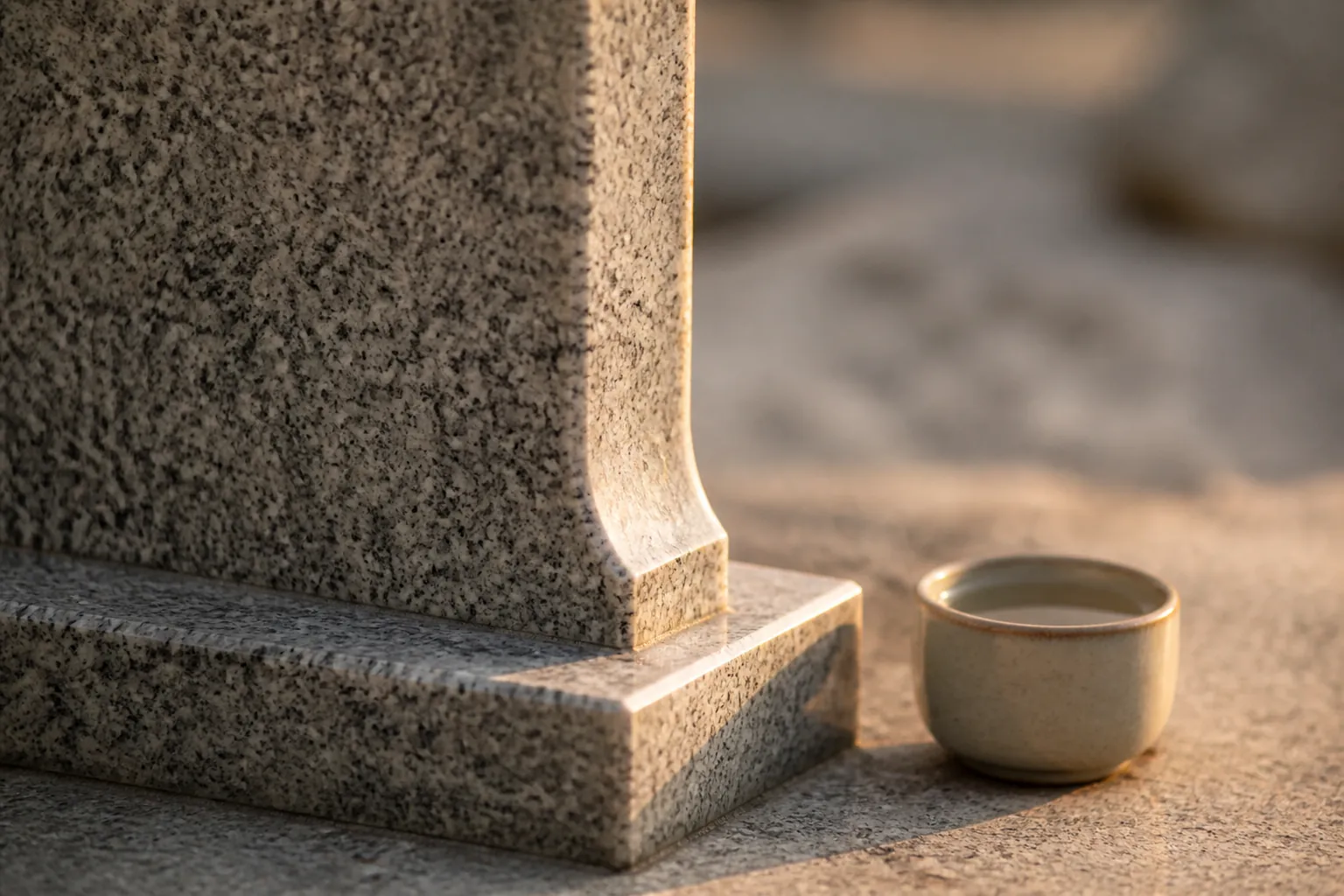 Allée du carré musulman dans un cimetière de Marseille, stèles en granit orientées vers la qibla