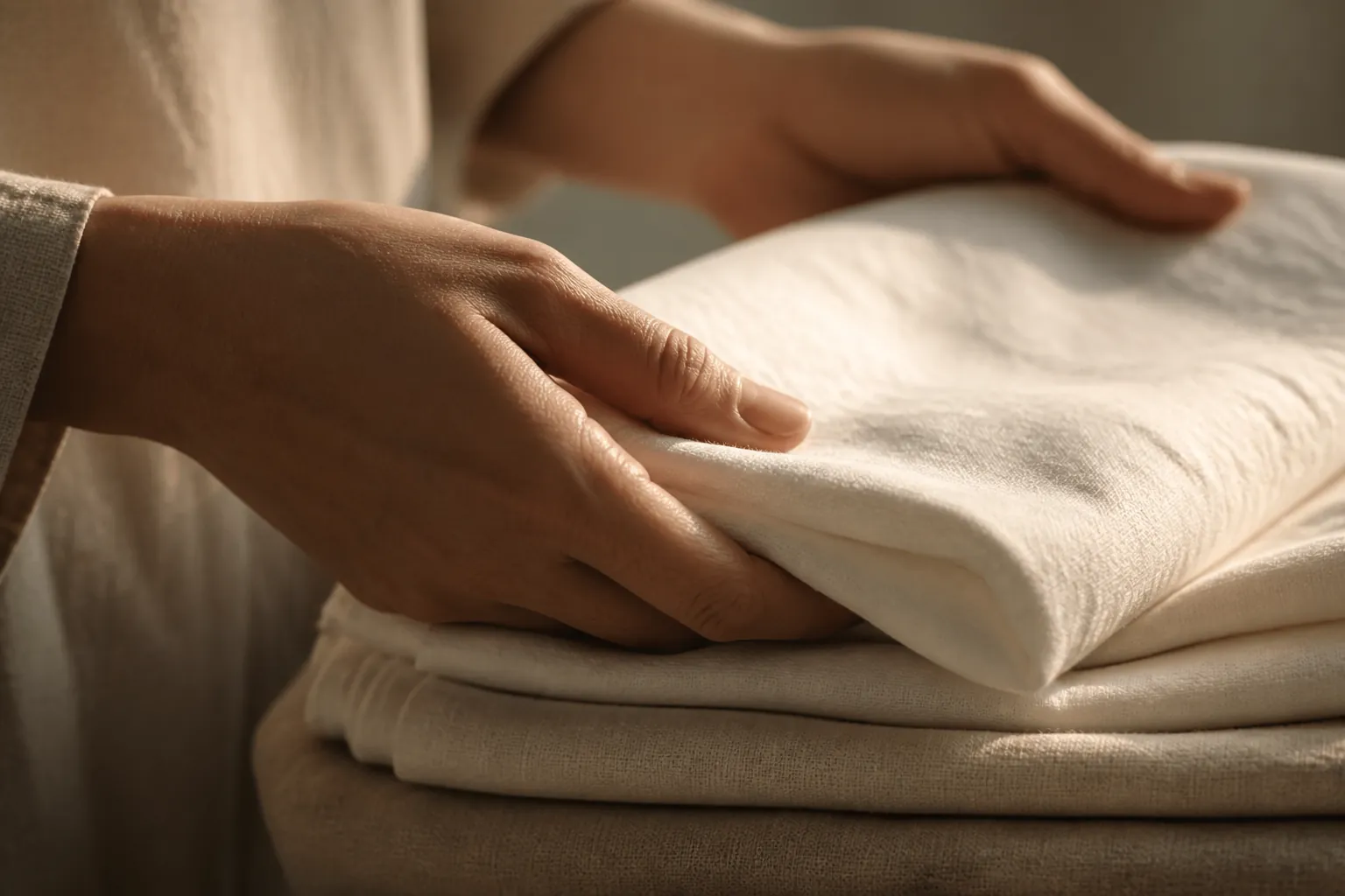 Chambre funéraire préparée pour un ghousl avec table de lavage et draps blancs
