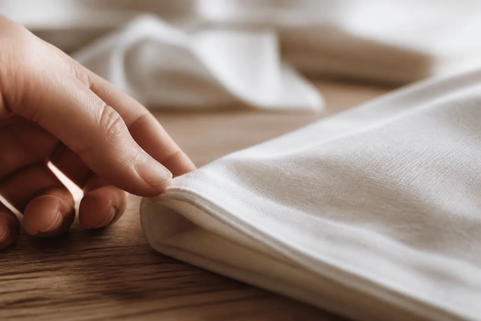 Préparation du kafan blanc avec les cinq pièces de tissu disposées