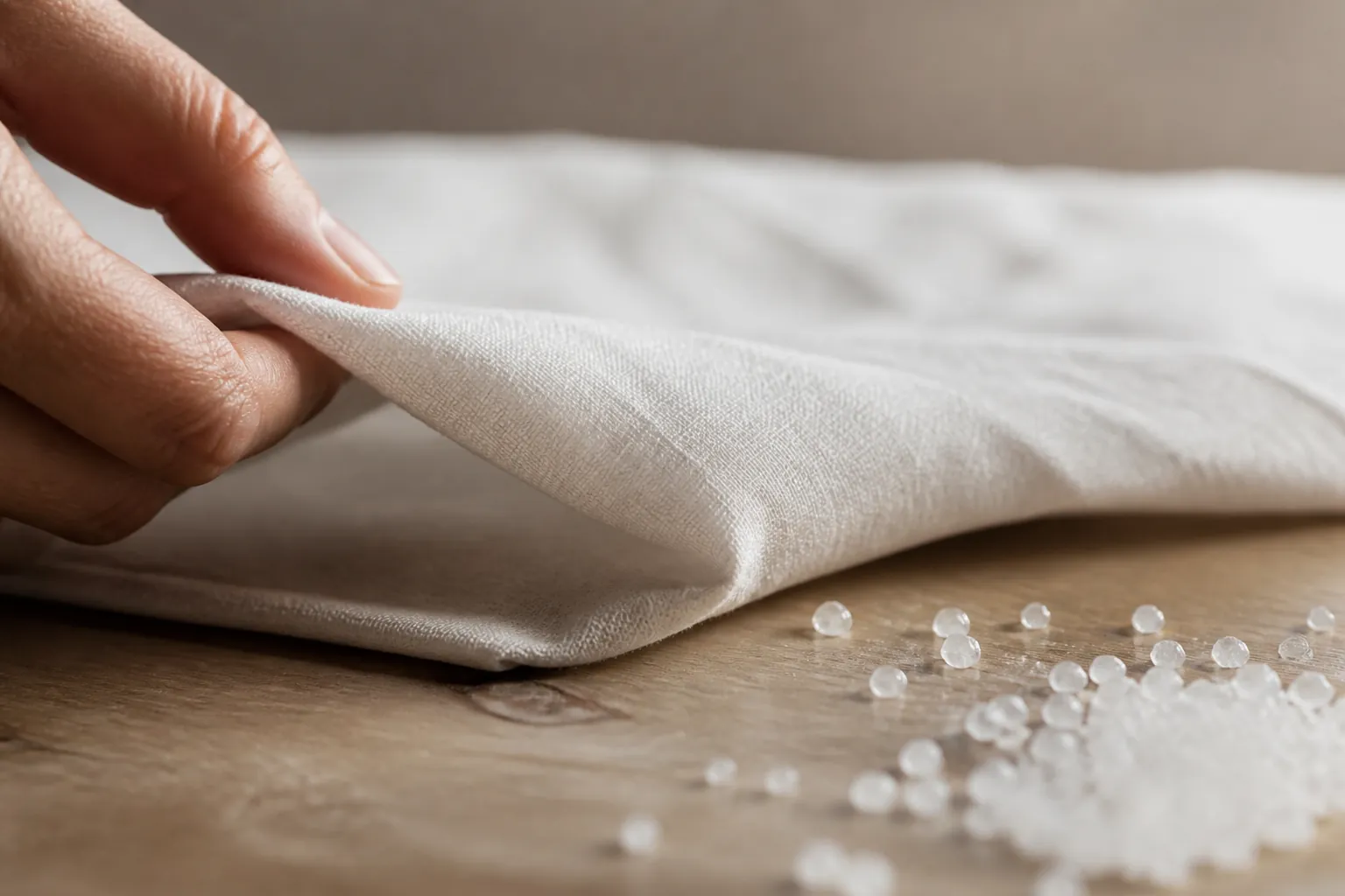 Les pièces du kafan disposées pour l'enveloppement rituel
